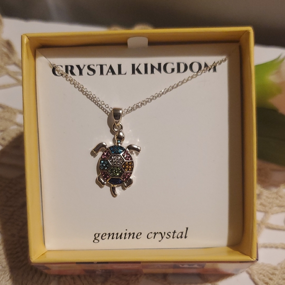 Crystal Kingdom Multicolor Turtle Pendant Necklace